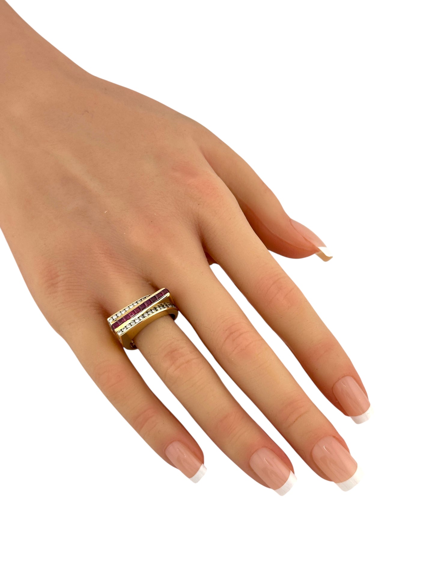 Vintage 14K Yellow Gold Ring with 0.50ct. Diamonds and Rubies