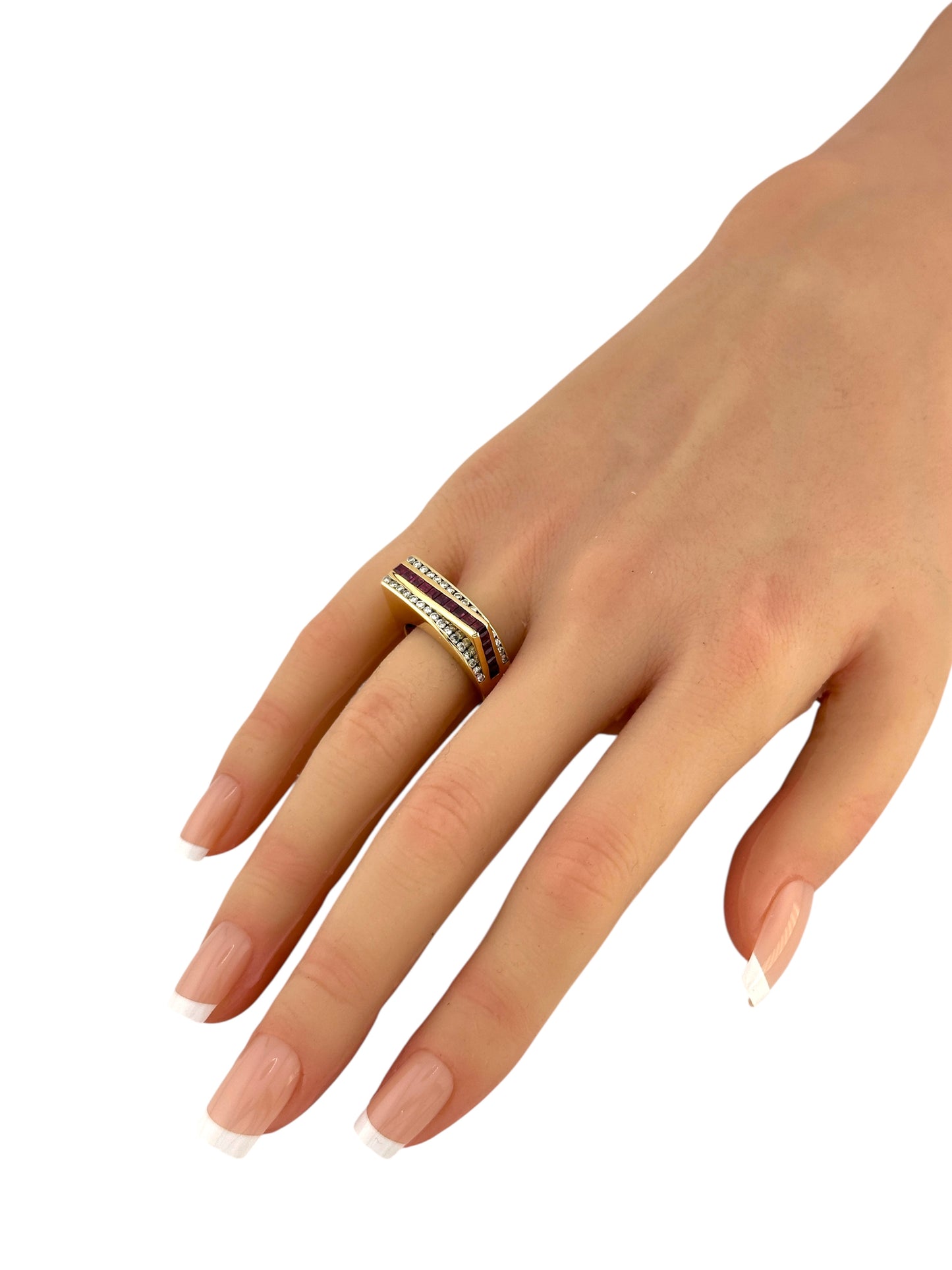 Vintage 14K Yellow Gold Ring with 0.50ct. Diamonds and Rubies