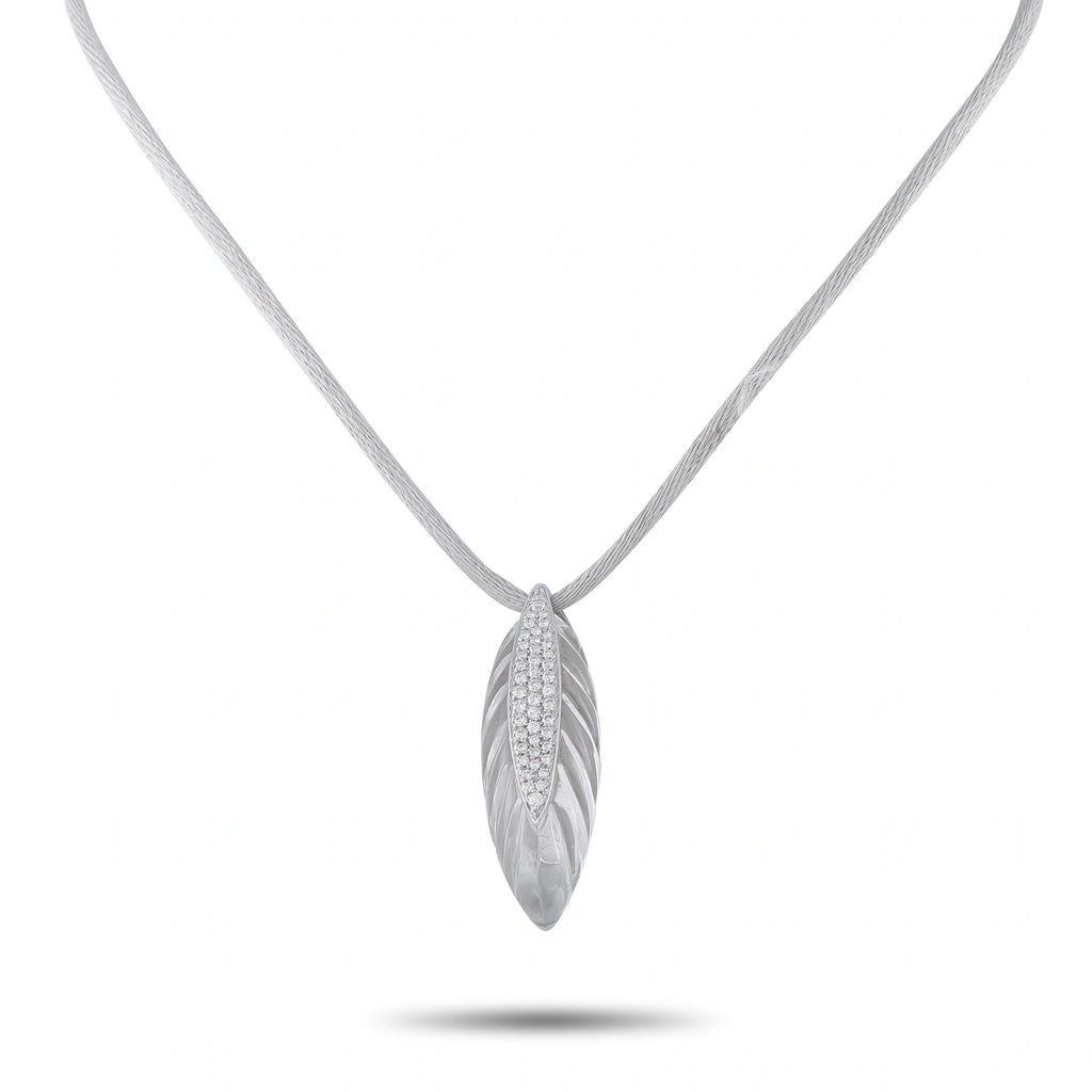 IO SI 18K White Gold 0.48ct Diamond and Rock Crystal Pendant