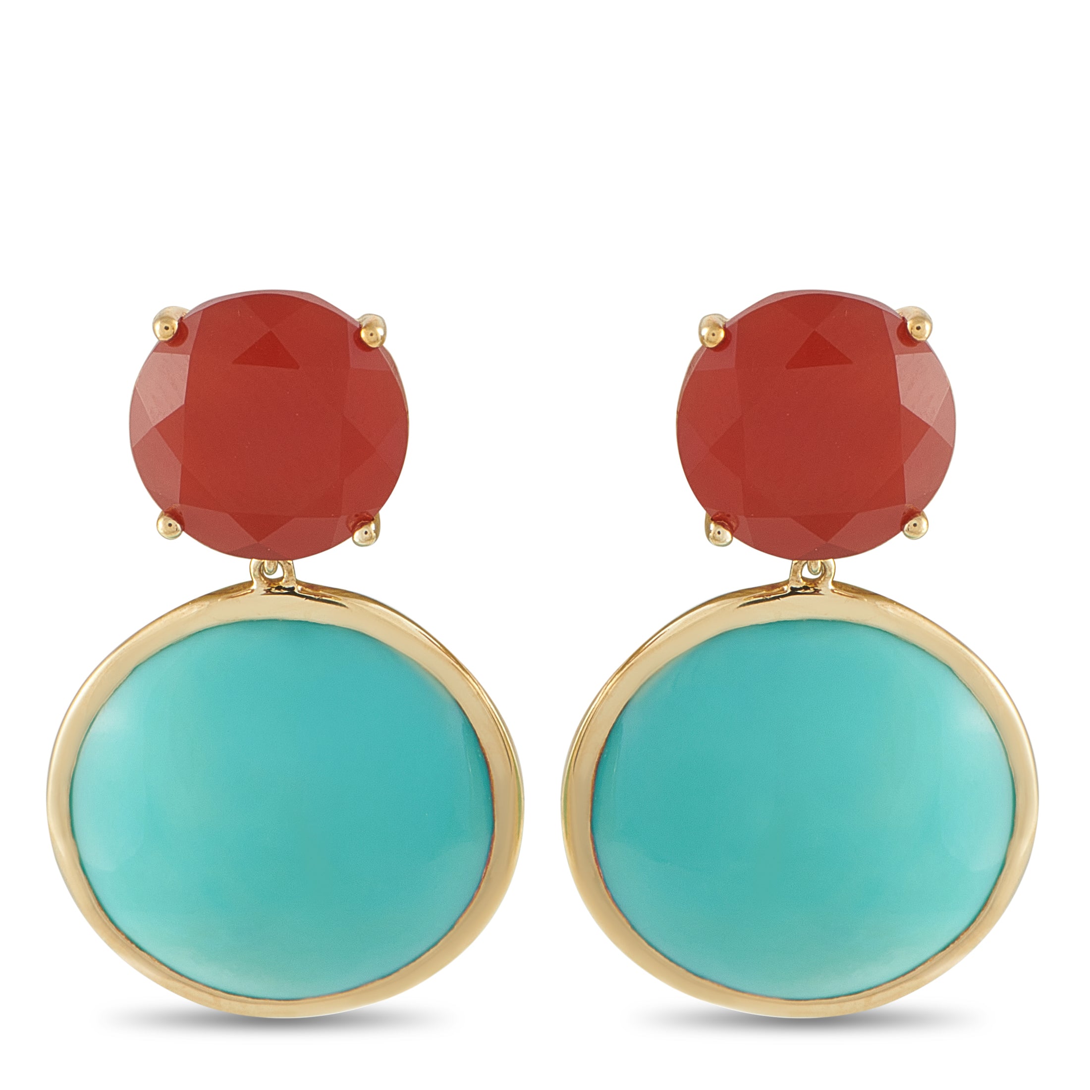 IPPOLITA 18K Yellow Gold Turquoise and Carnelian Earrings