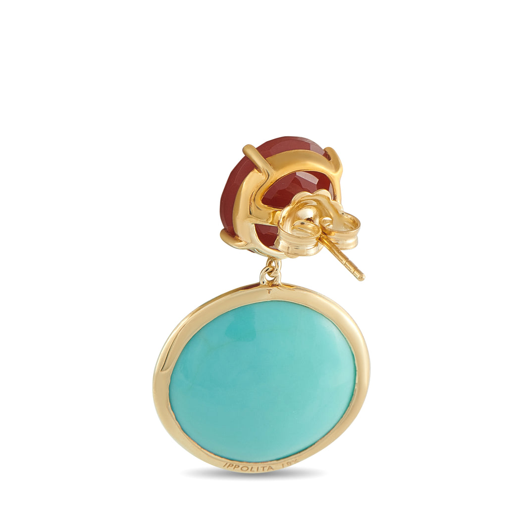 IPPOLITA 18K Yellow Gold Turquoise and Carnelian Earrings
