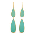 18k yellow gold turquoise double-drop teardrop earrings with French hooks