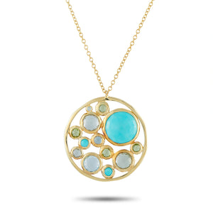 Ippolita Rock Candy 18K Yellow Gold Turquoise, Peridot, and Topaz Lollipop Necklace