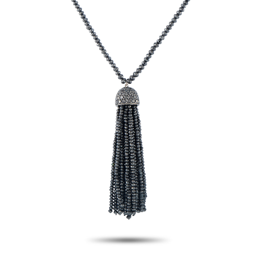 IVANKA TRUMP 18K White Gold Black Diamond Tassel Pendant
