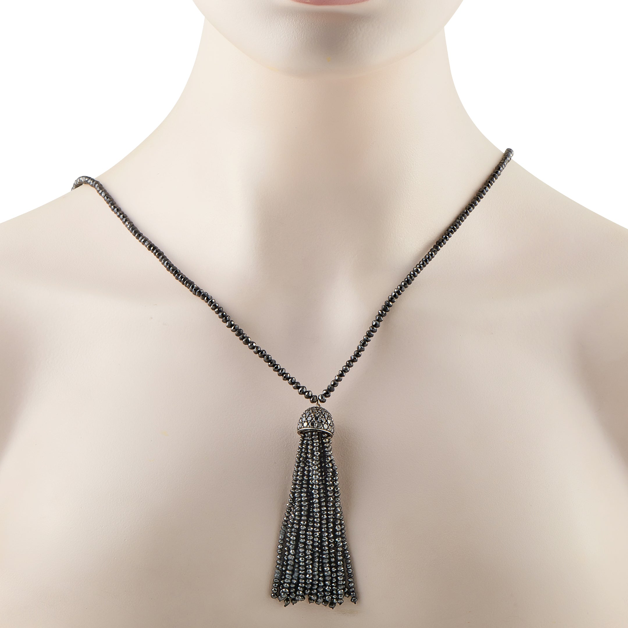 Ivanka Trump 18K White Gold Black Diamond Tassel Pendant