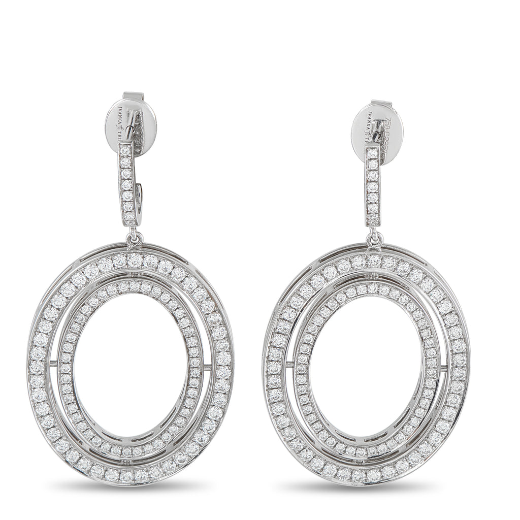 IVANKA TRUMP 18K White Gold 3.85ct Diamond and Enamel Drop Earrings