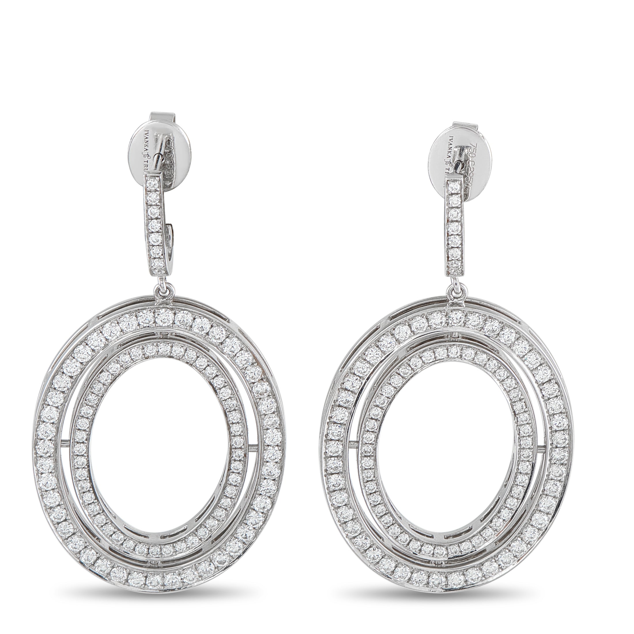 IVANKA TRUMP 18K White Gold 3.85ct Diamond and Enamel Drop Earrings