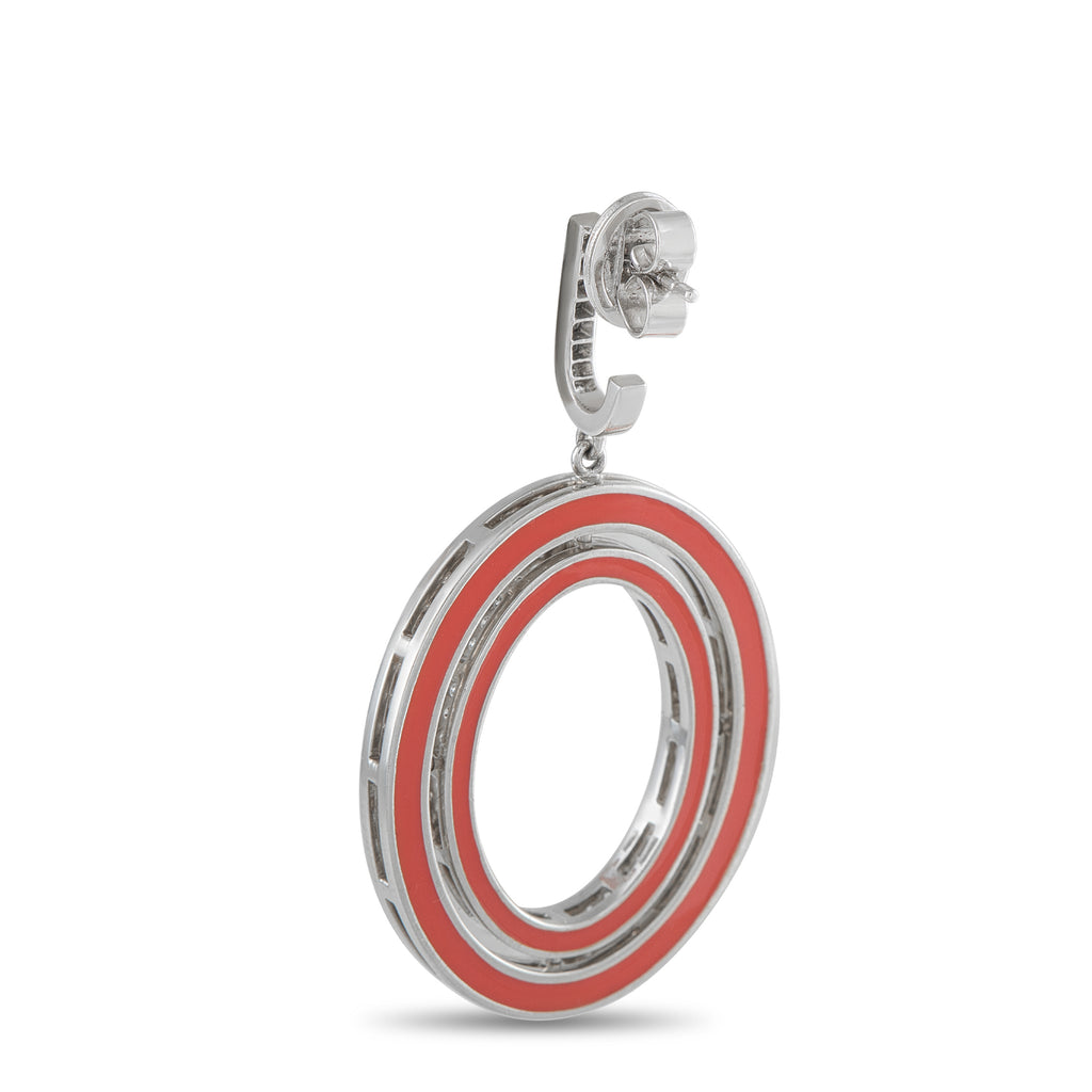 Ivanka Trump 18K White Gold 3.85ct Diamond and Enamel Drop Earrings