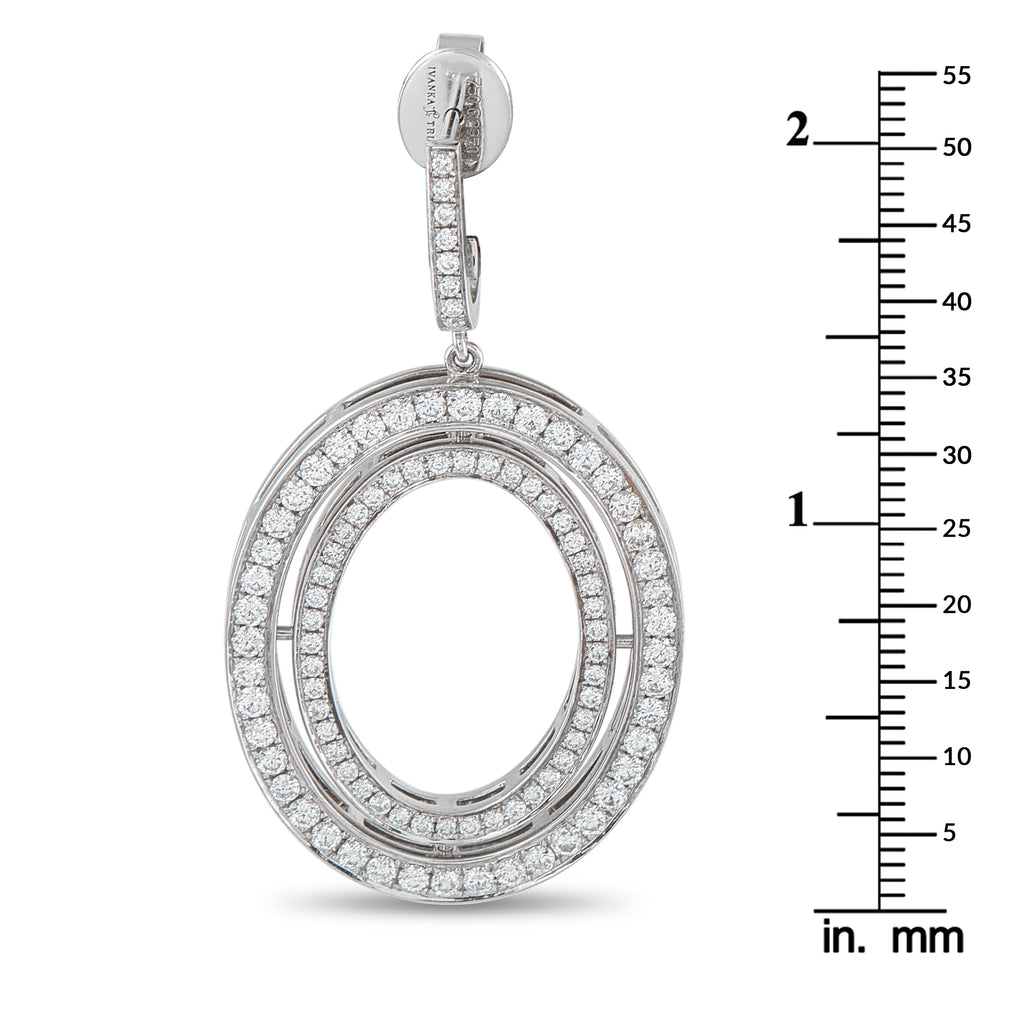 Ivanka Trump 18K White Gold 3.85ct Diamond and Enamel Drop Earrings