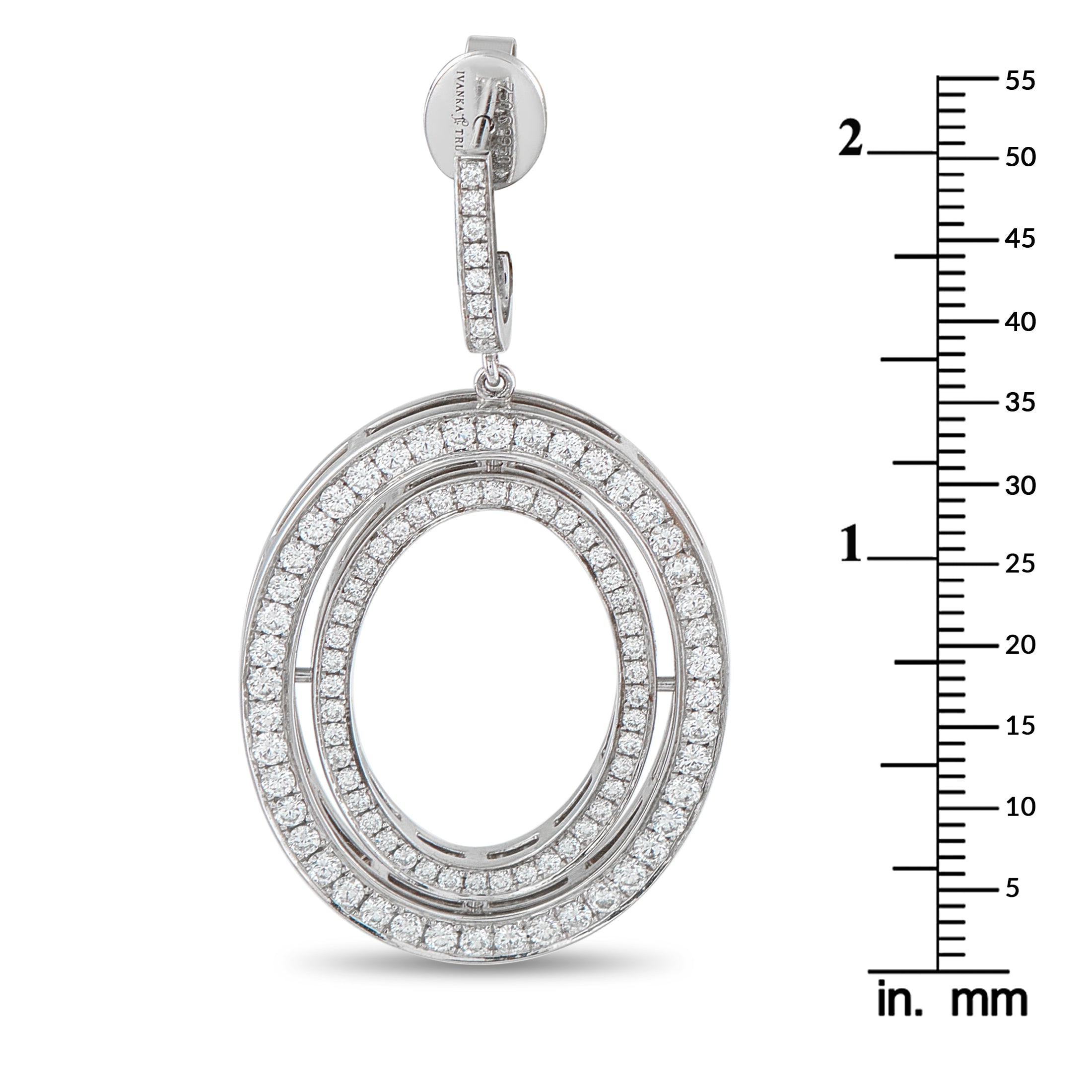 Ivanka Trump 18K White Gold 3.85ct Diamond and Enamel Drop Earrings