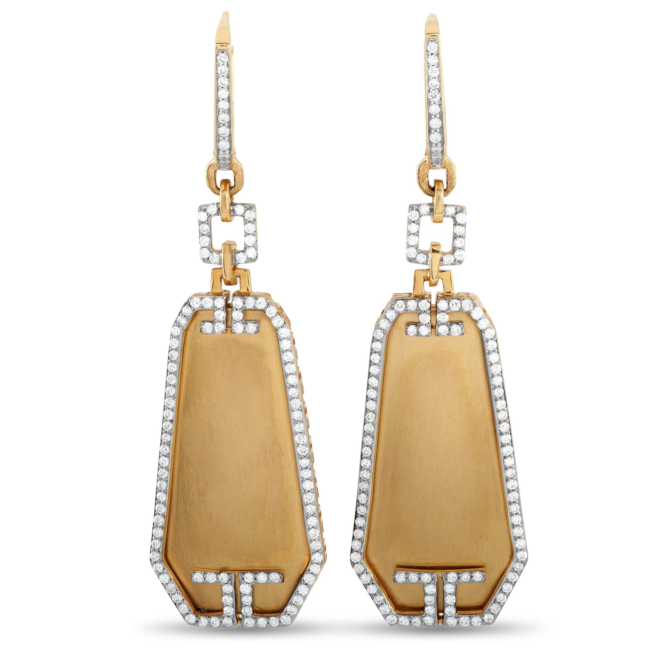 Ivanka Trump18K Yellow Gold 2.0ct Diamond Dangle Earrings - These Ivanka Trump earrings are simply stunning. Crafted from 18K Yellow Gold, the opulent design is elevated by sparking ins