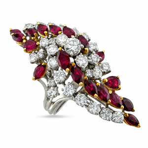 18K White Gold 2.86ct Diamond and Ruby Statement Ring