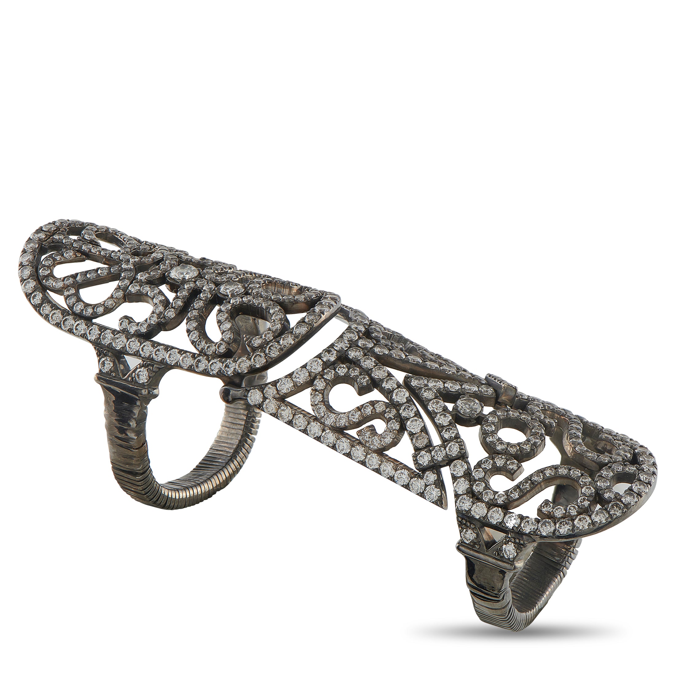 Jacob & Co 18K White Gold 4.05ct Diamond Shield Ring