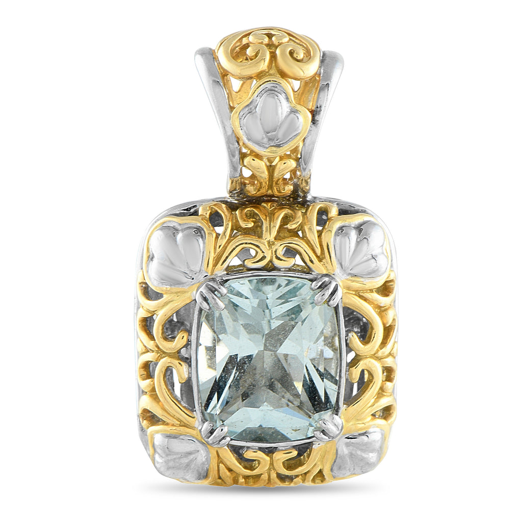 John Hardy 18K White and Yellow Gold 4.0ct Aquamarine Pendant