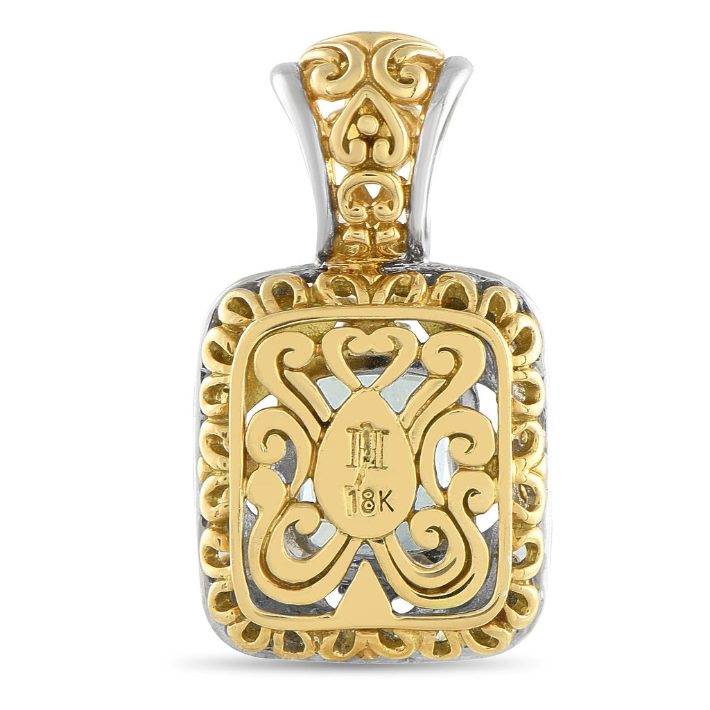 John Hardy 18K White and Yellow Gold 4.0ct Aquamarine Pendant