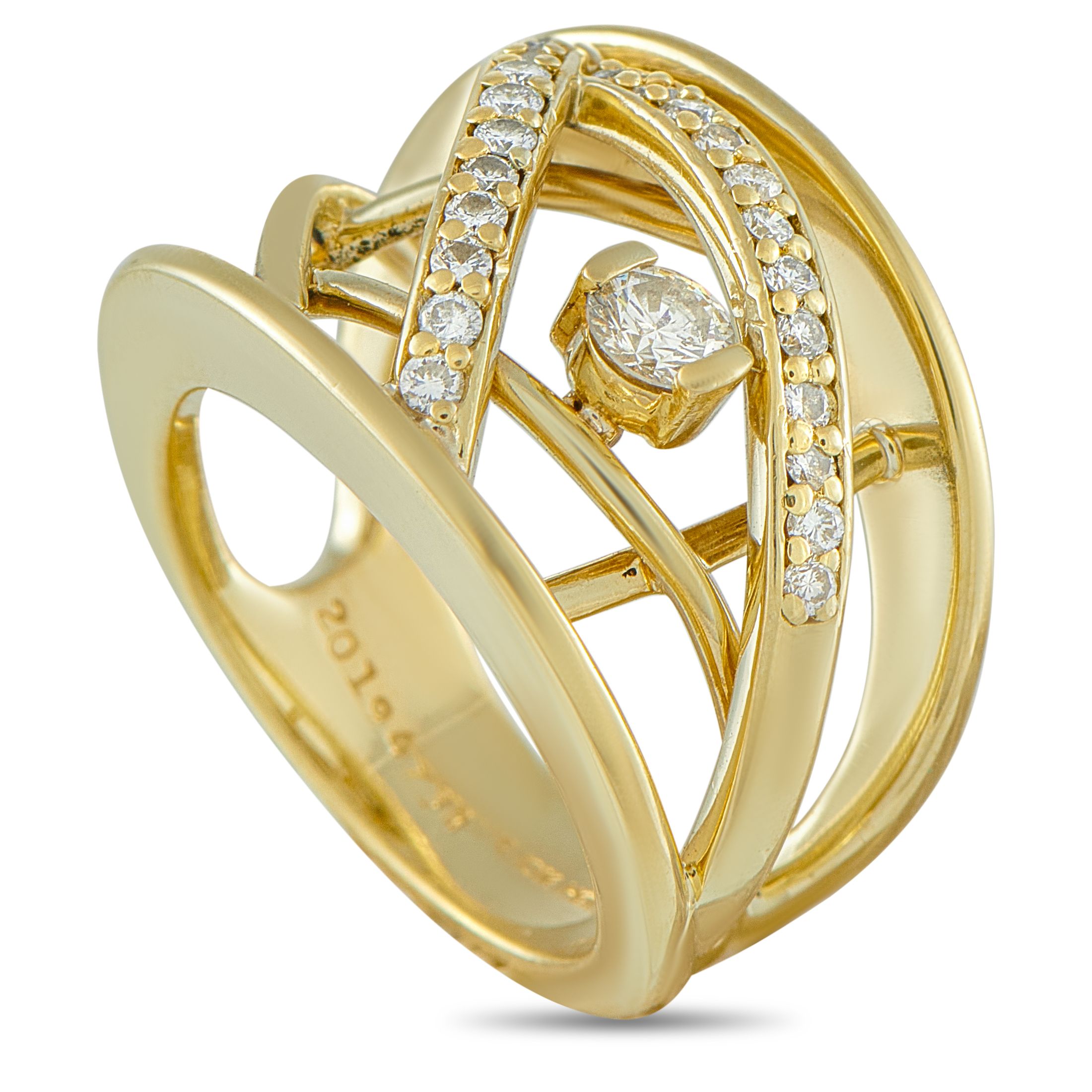 Jose Hess18K Yellow Gold 0.64ct Diamond Ring – An intricate openwork setting gives this Jose Hess ring a lighter-than-air qua