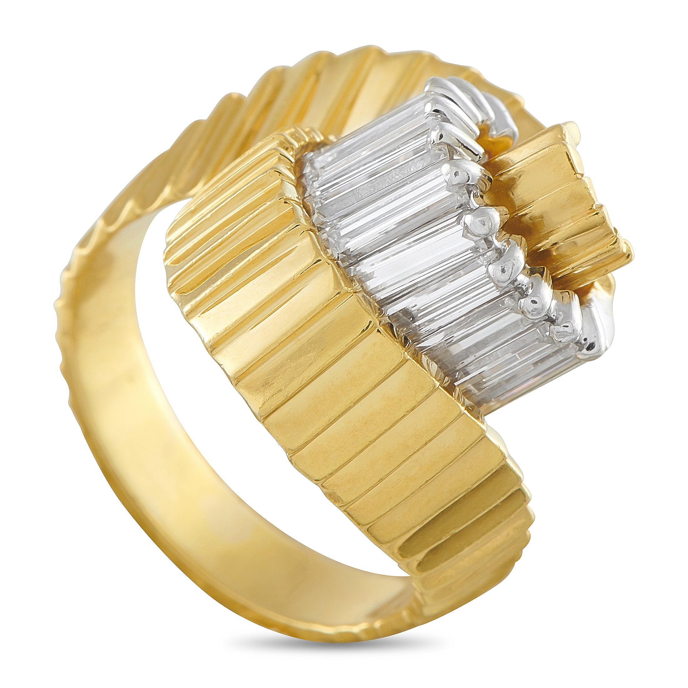 Jose Hess 18K Yellow Gold 1.65ct Diamond Swirl Ring