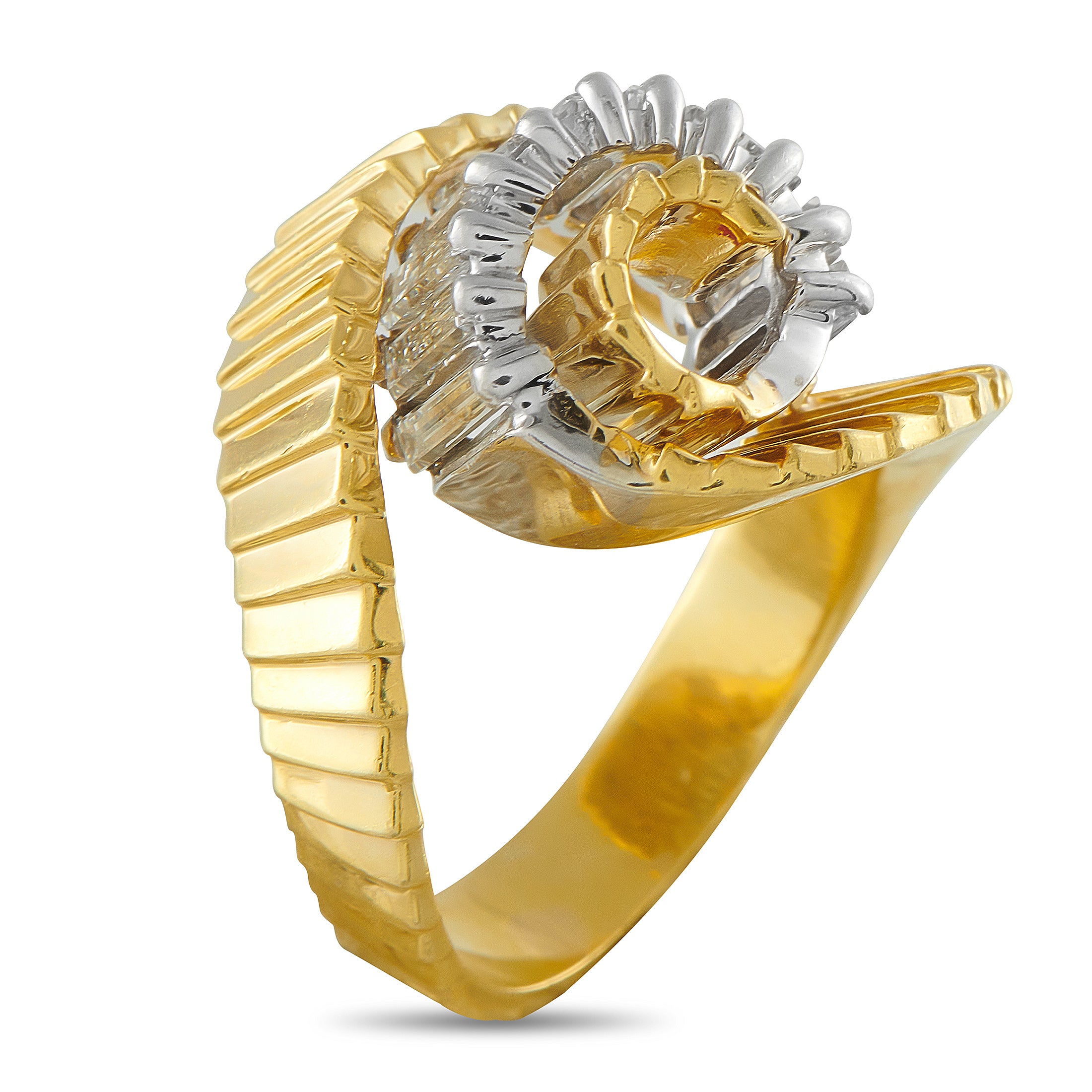 Jose Hess 18K Yellow Gold 1.65ct Diamond Swirl Ring