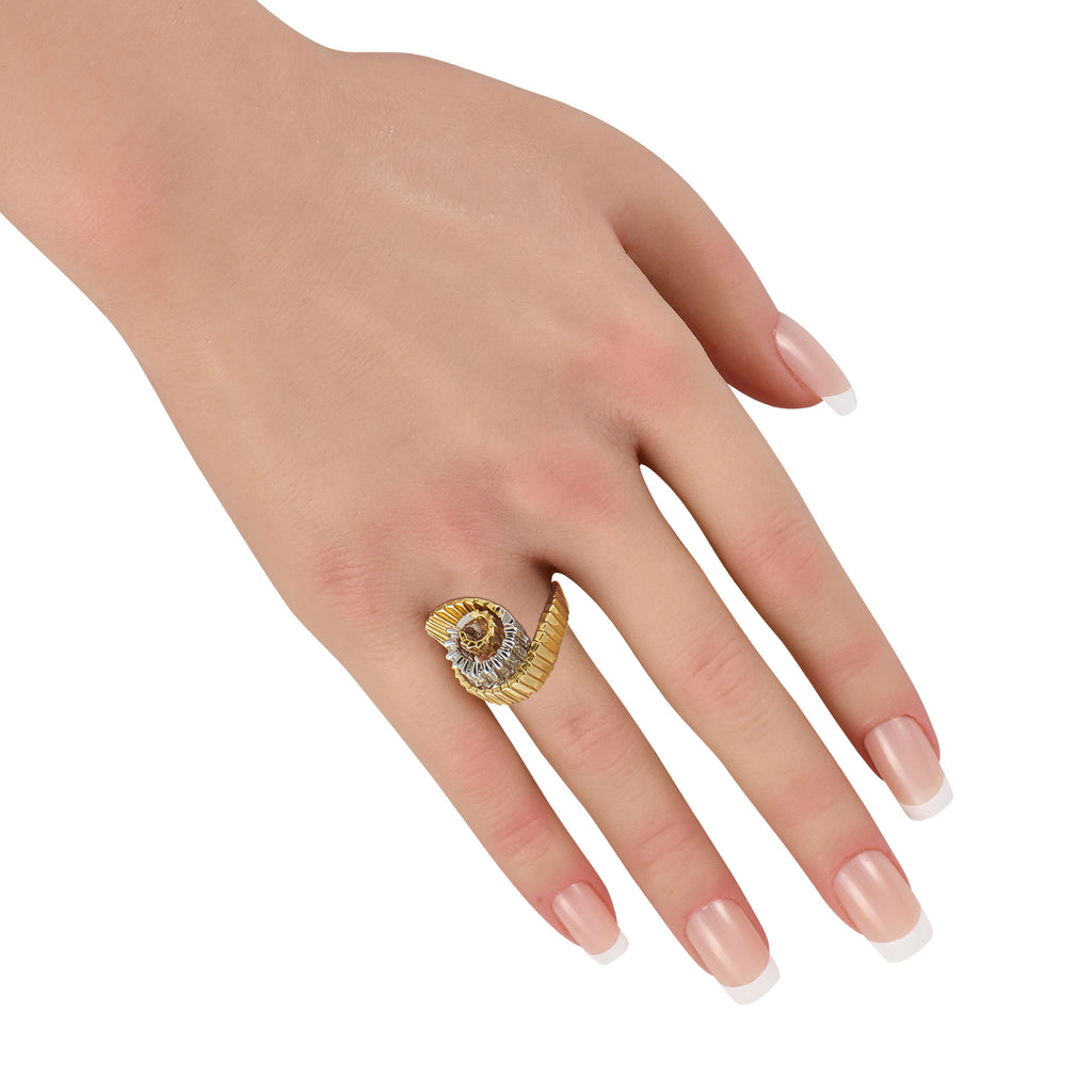 Jose Hess 18K Yellow Gold 1.65ct Diamond Swirl Ring