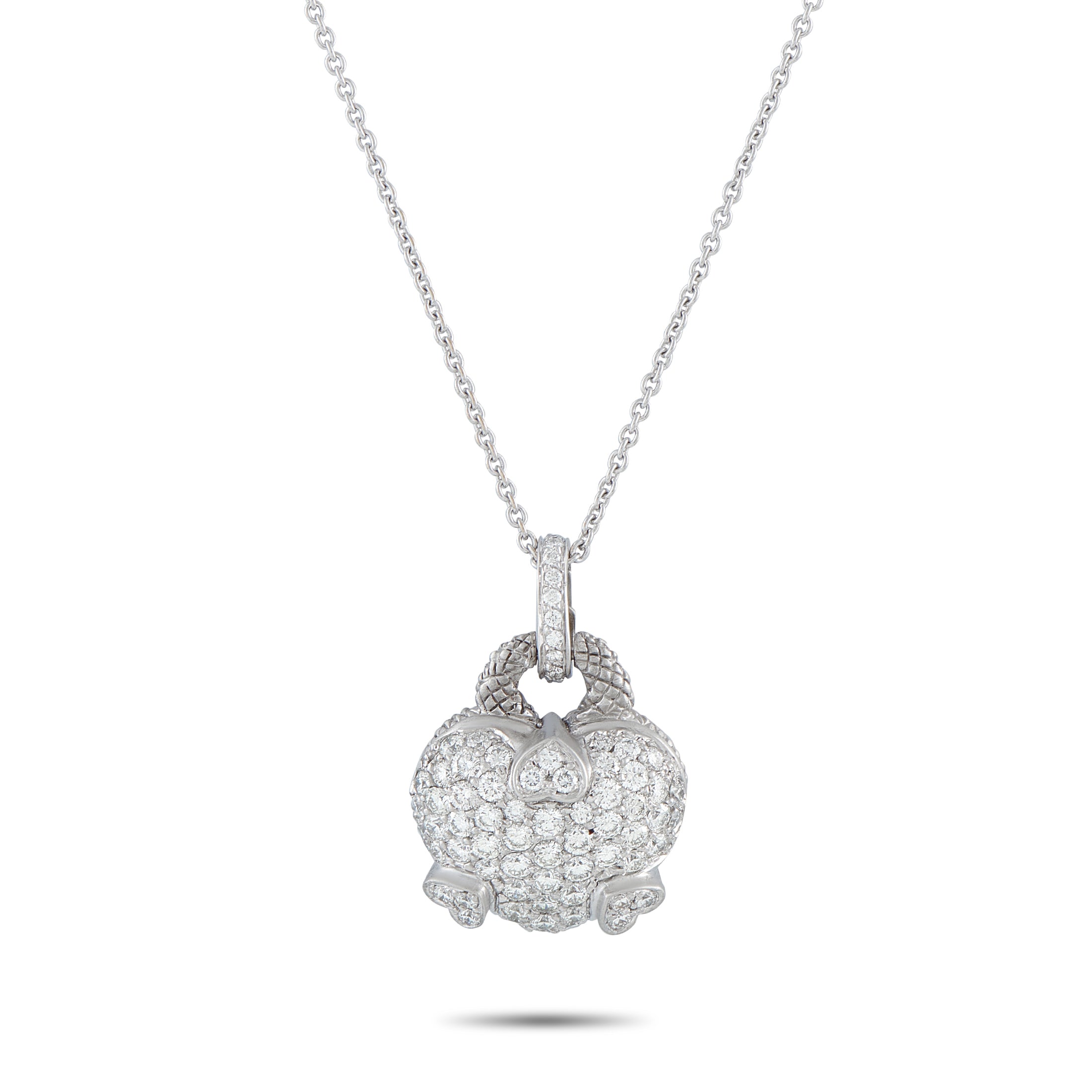 Judith Ripka18K White Gold 2.50ct Diamond Pendant – A creative design ensures this Judith Ripka necklace will continually cap