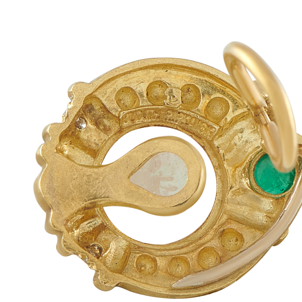Judith Ripka 18K Yellow Gold Diamond, Emerald, and Mother of Pearl Clip-On Earrings