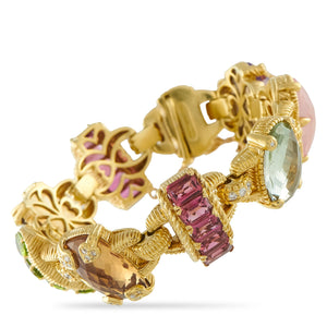 Judith Ripka 18K Yellow Gold 1.0ct Diamond and Multiple Gemstone Bracelet