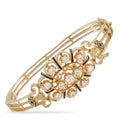 14K yellow gold diamond bracelet with oval link lattice and black enamel star accents
