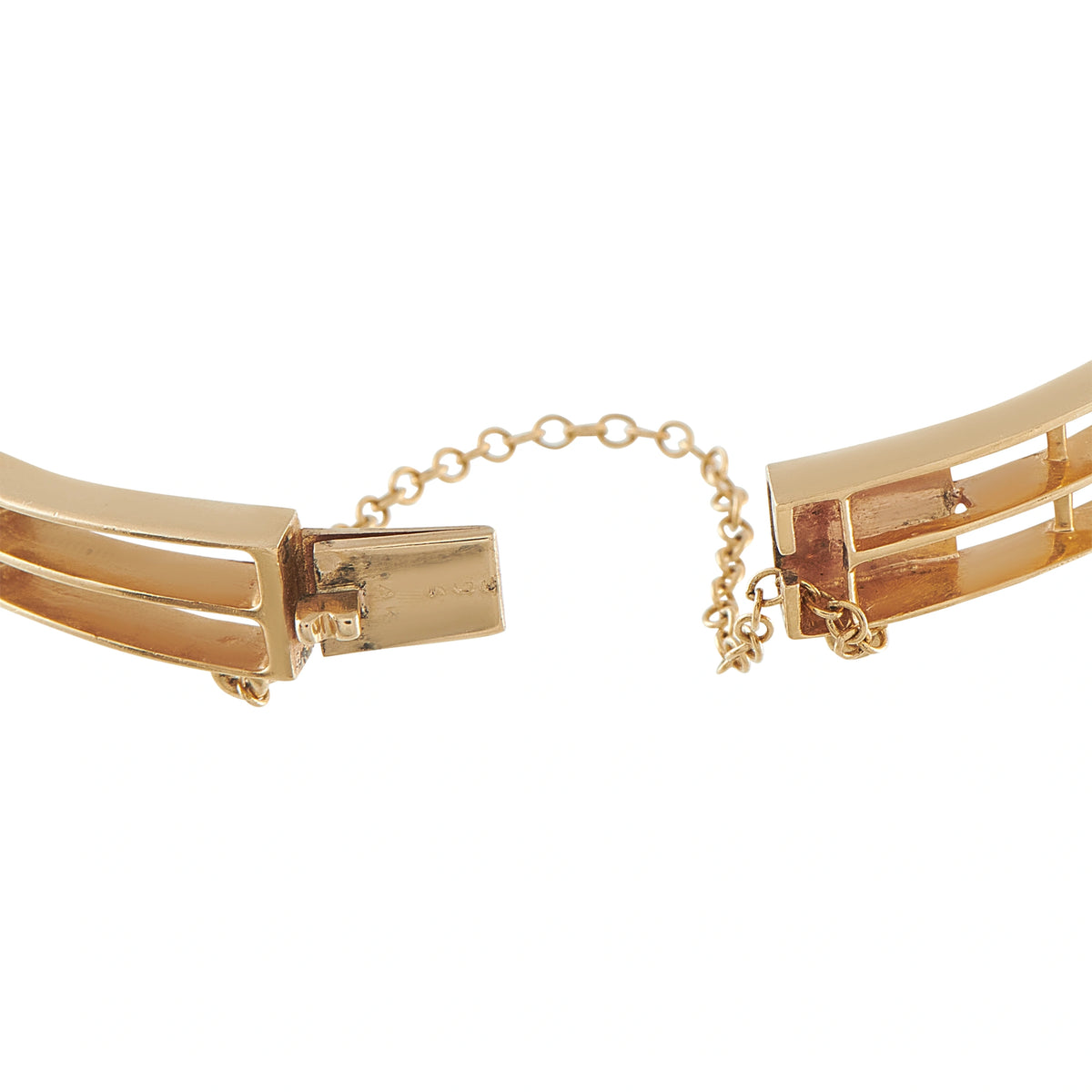 14K yellow gold diamond bracelet clasp with hinged latch and chain extender