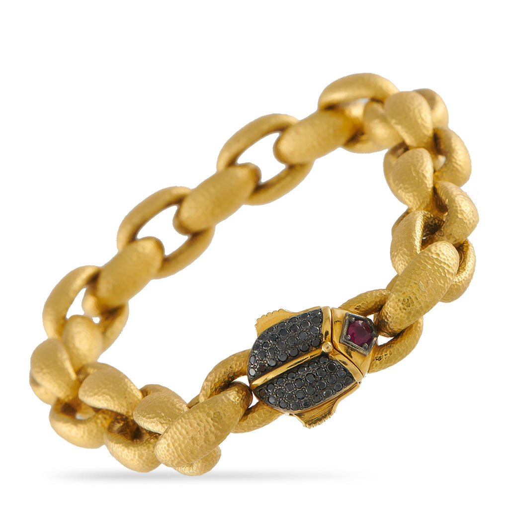 KONSTANTINO Callas 18K Yellow Gold 0.45ct Black Diamond and Ruby Bracelet
