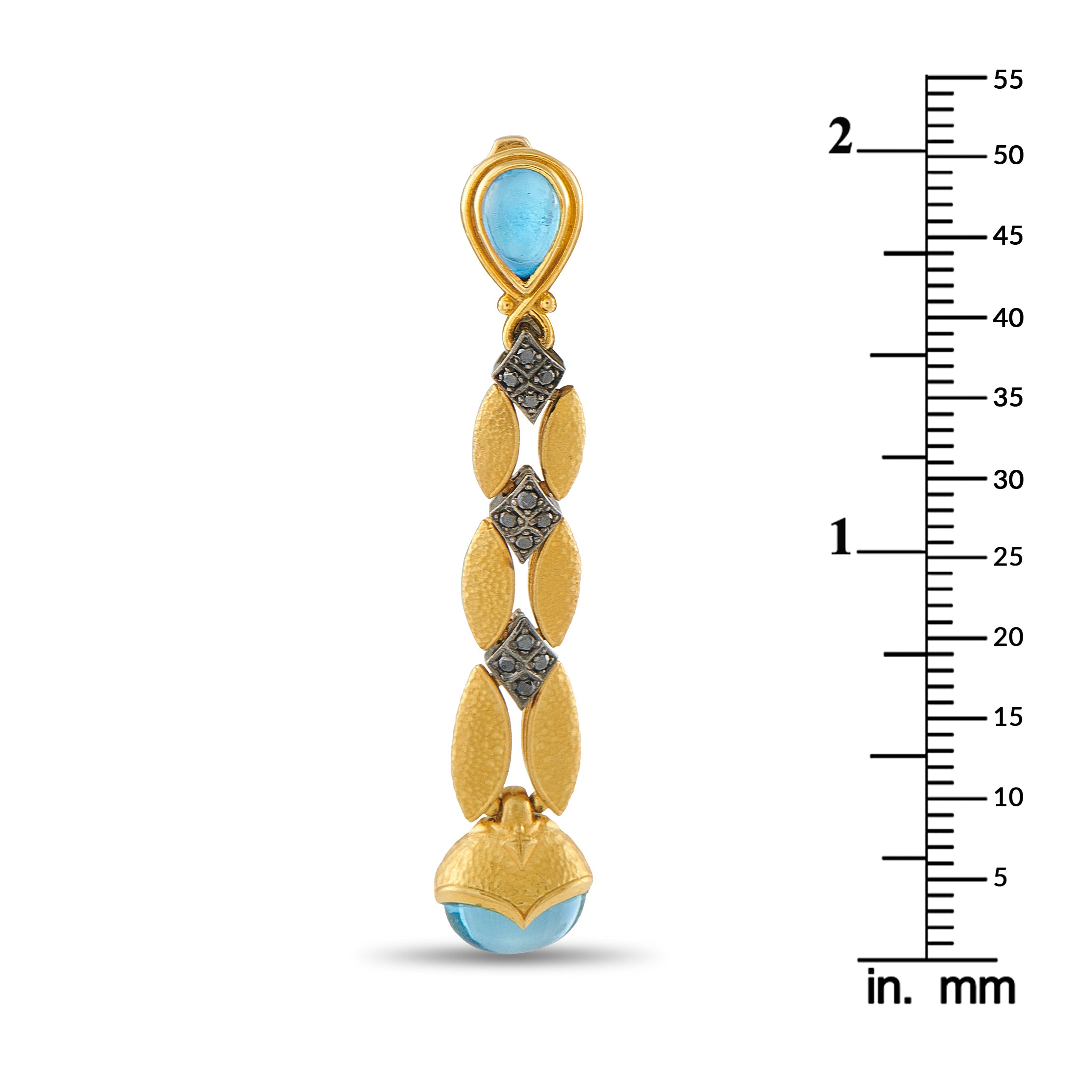 Konstantino Callas 18K Yellow Gold Black Diamond and Topaz Earrings
