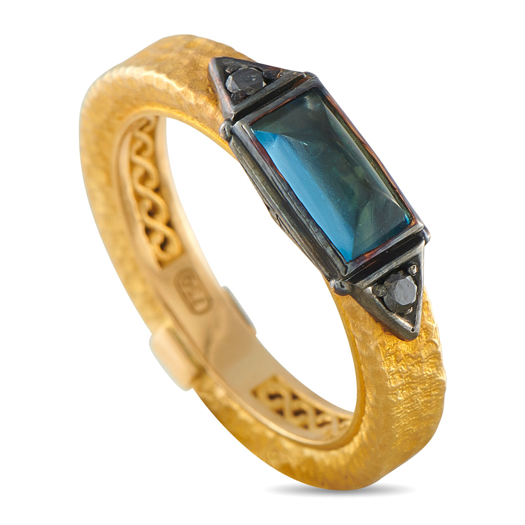 Konstantino 18K Yellow Gold Black Diamond and Topaz Ring