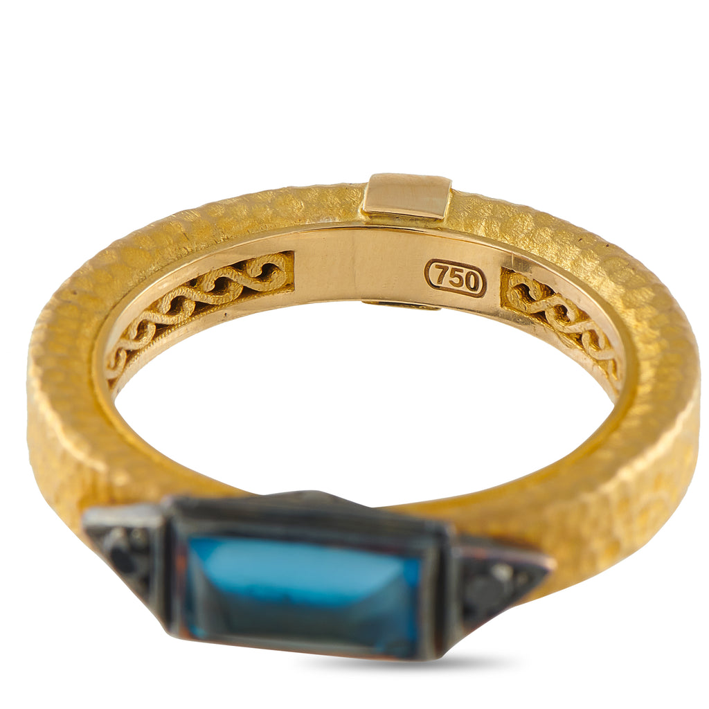 Konstantino 18K Yellow Gold Black Diamond and Topaz Ring