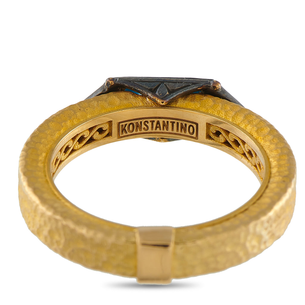 Konstantino 18K Yellow Gold Black Diamond and Topaz Ring