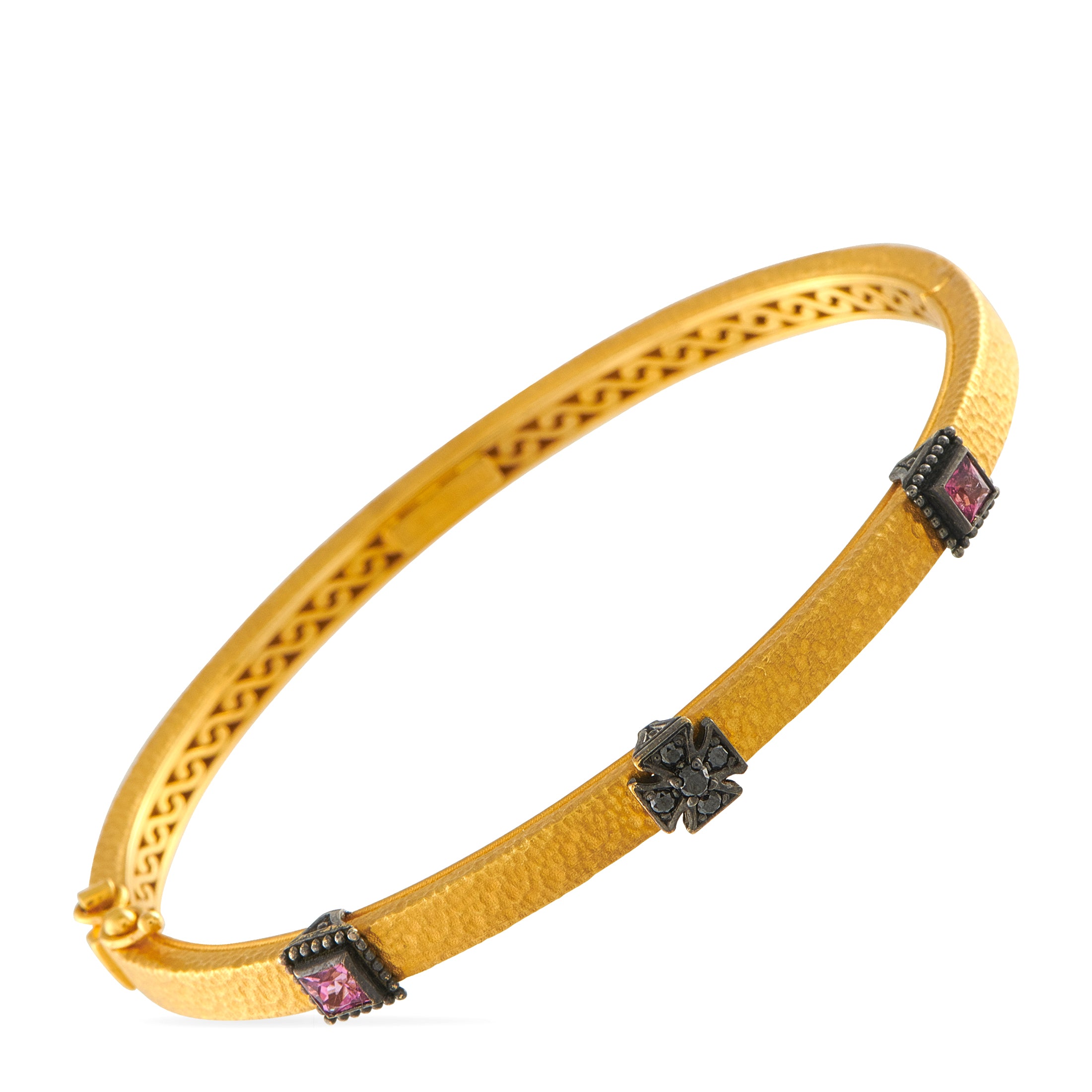 Konstantino 18K Yellow Gold Black Diamond and Tourmaline Bangle