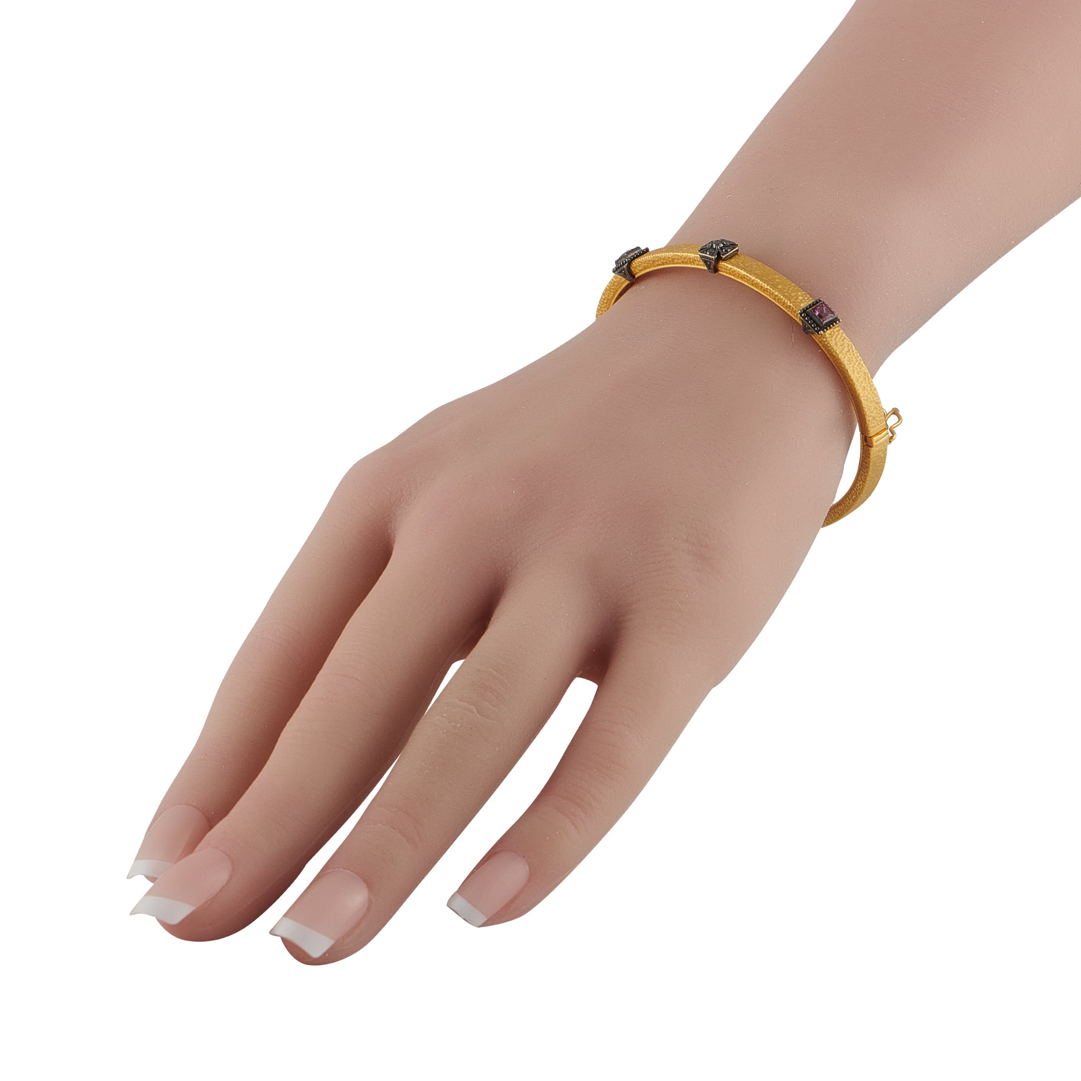 Konstantino 18K Yellow Gold Black Diamond and Tourmaline Bangle