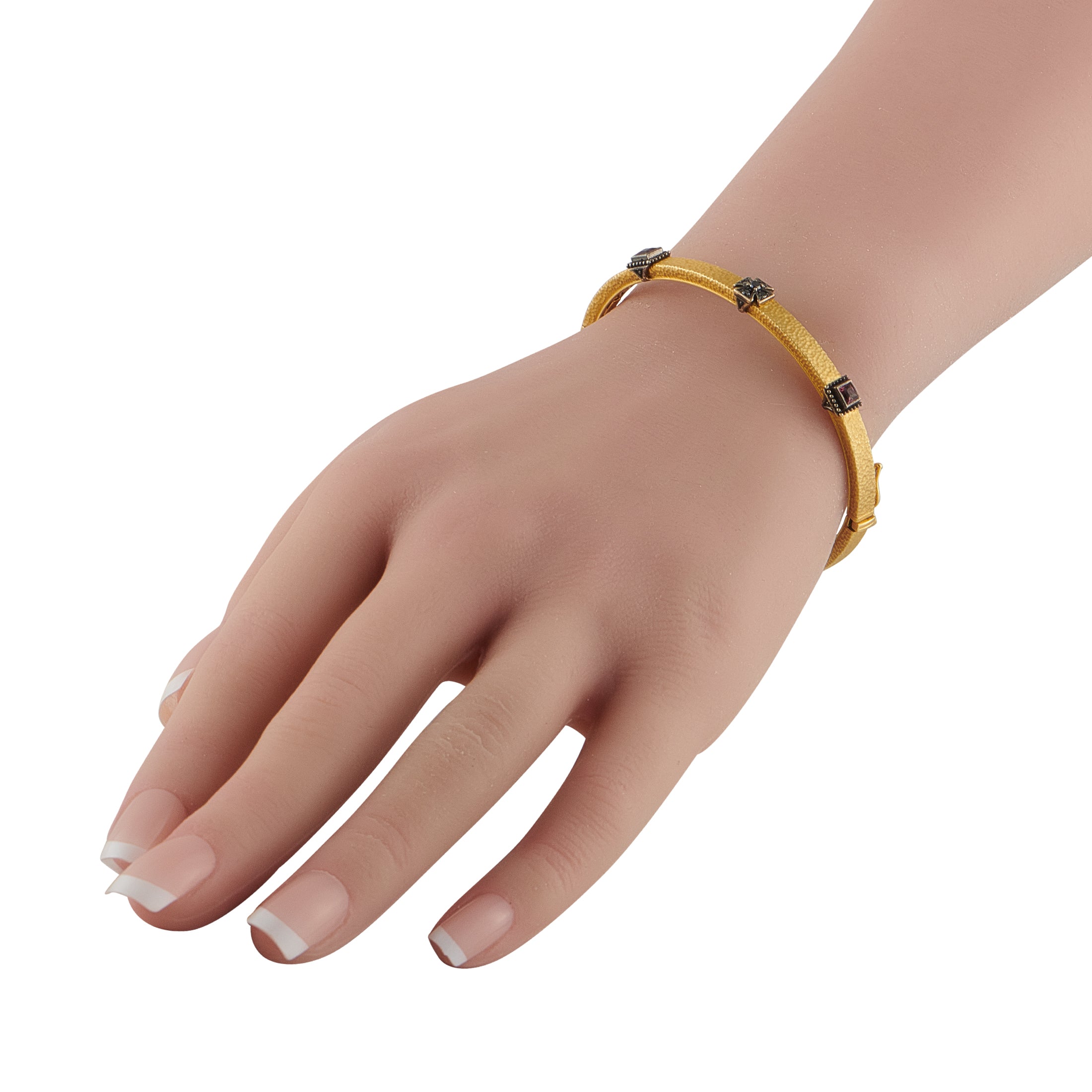 Konstantino 18K Yellow Gold Black Diamond and Tourmaline Bangle