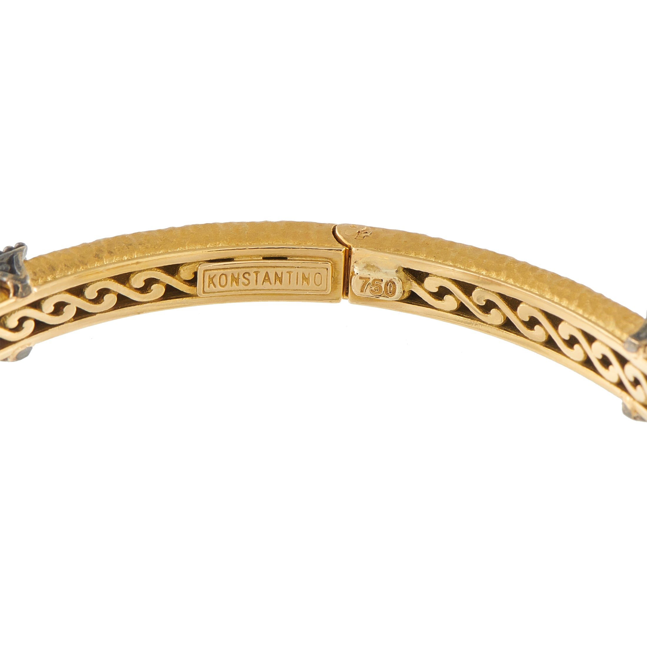 Konstantino 18K Yellow Gold Black Diamond and Tourmaline Bangle