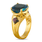 Konstantino 18K Yellow Gold London Blue Topaz and Ruby Ring