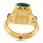 Konstantino 18K Yellow Gold London Blue Topaz and Ruby Ring