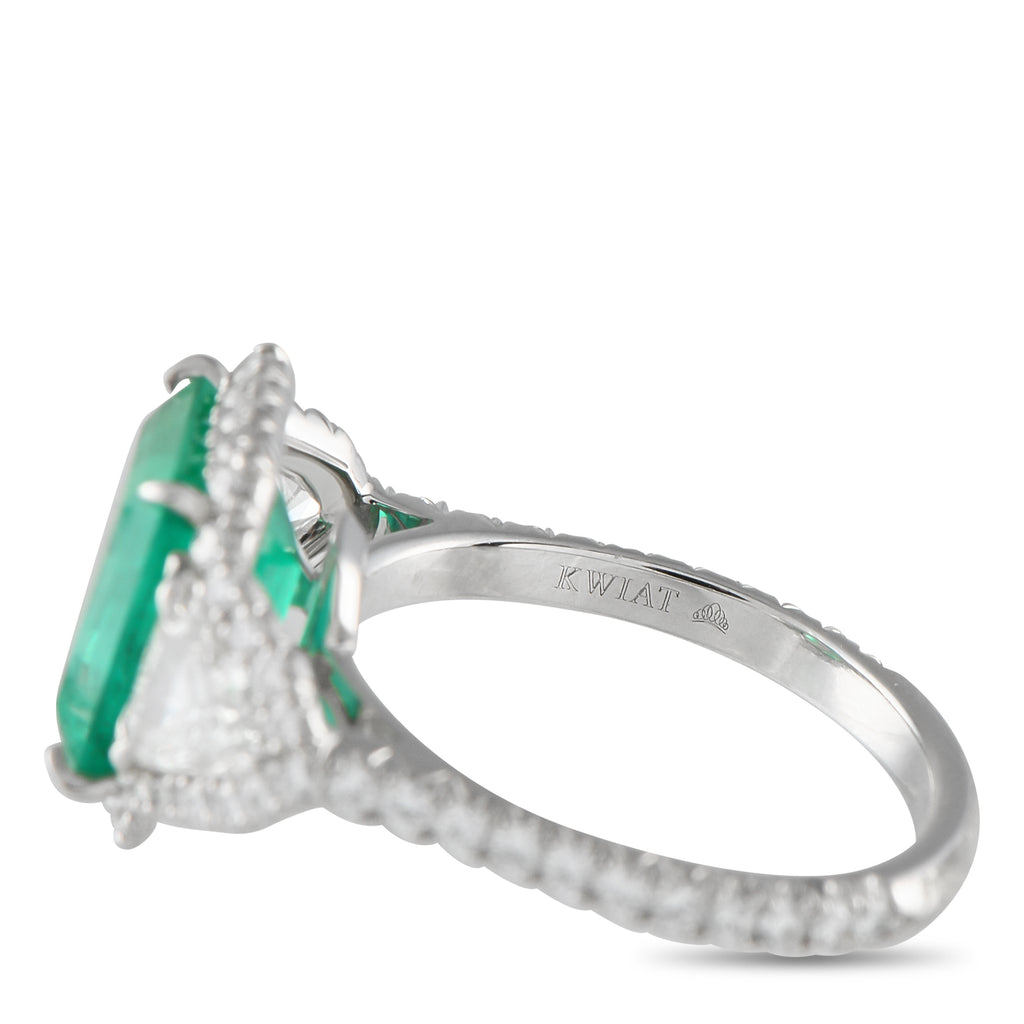 Kwiat Platinum 1.0ct Diamond and Emerald Ring
