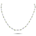 Laura Munder 18K White Gold 1.20ct Diamond and Peridot Station Necklace