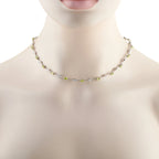 Laura Munder 18K White Gold 1.20ct Diamond and Peridot Station Necklace