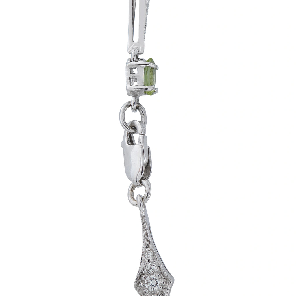 Laura Munder 18K White Gold 1.20ct Diamond and Peridot Station Necklace