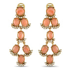 Laura Munder18K Yellow Gold 1.35ct Diamond and Coral Clip-On Dangle Earrings – These stylish Laura Munder earrings will add a
