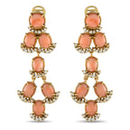 Laura Munder18K Yellow Gold 1.35ct Diamond and Coral Clip-On Dangle Earrings