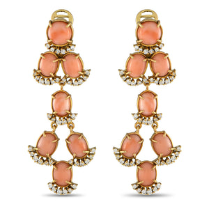Laura Munder 18K Yellow Gold 1.35ct Diamond and Coral Clip