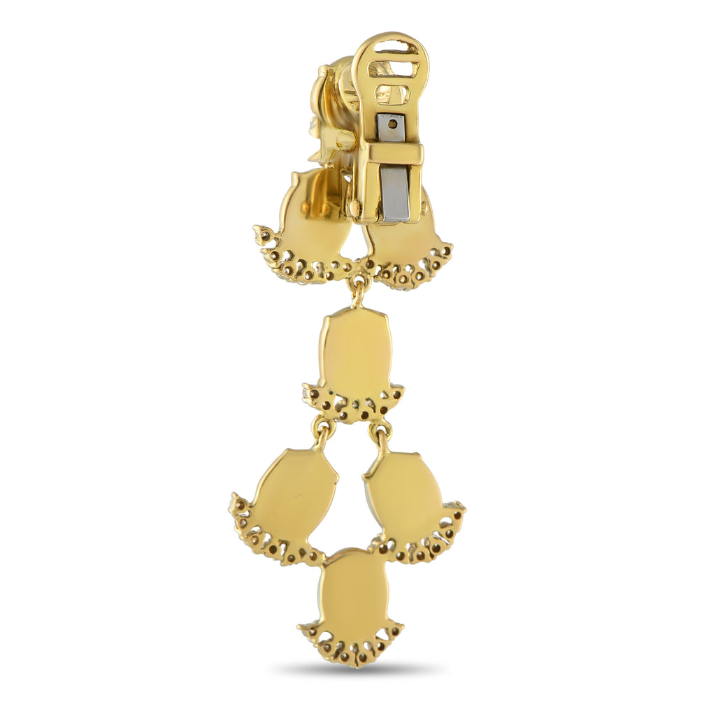 Laura Munder18K Yellow Gold 1.35ct Diamond and Coral Clip-On Dangle Earrings