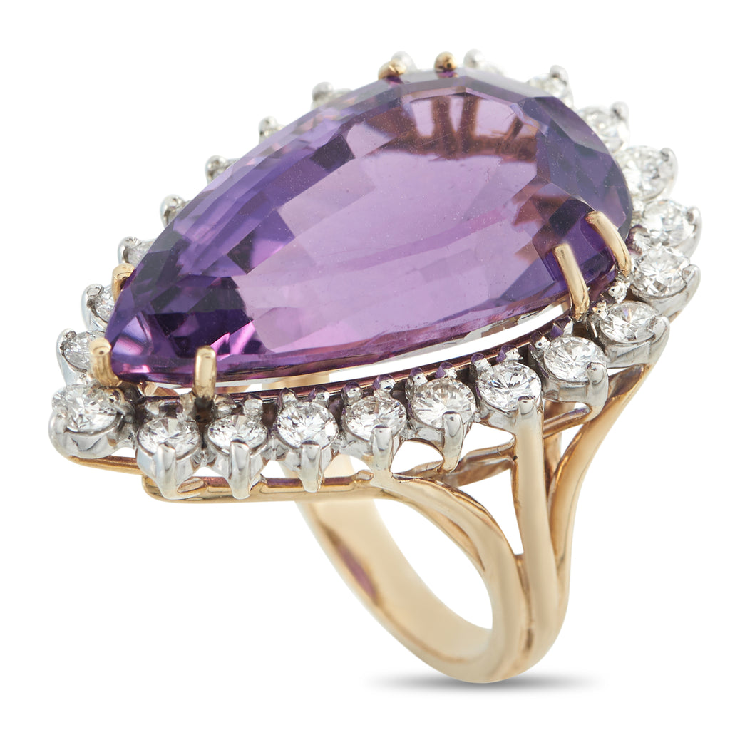 14K Rose Gold 1.84ct Diamond and Amethyst Ring