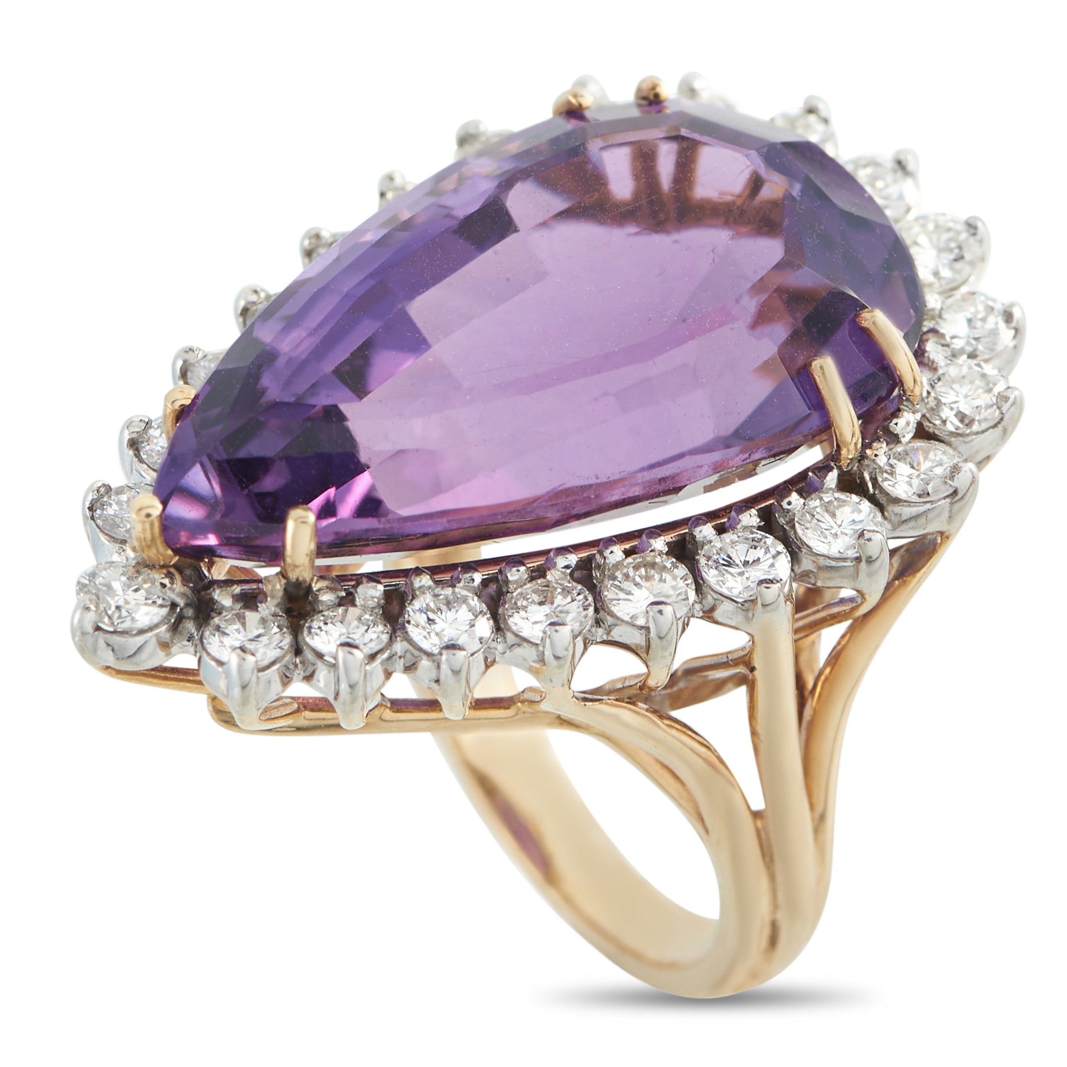 14K Rose Gold 1.84ct Diamond and Amethyst Ring