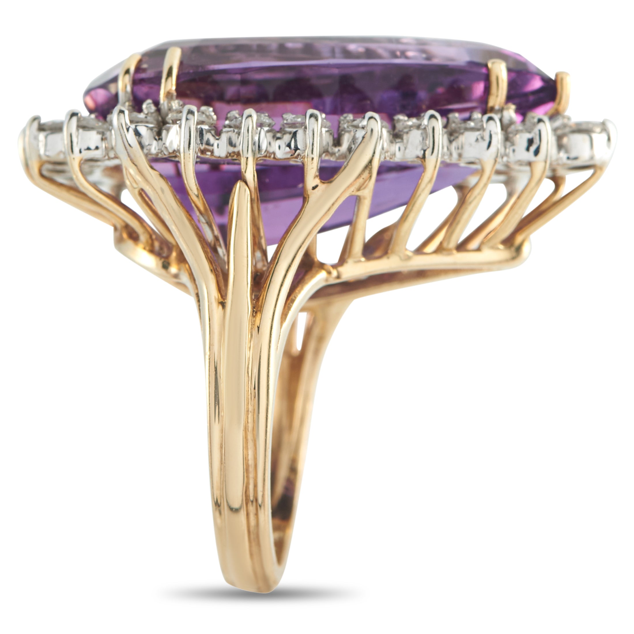 14K Rose Gold 1.84ct Diamond and Amethyst Ring
